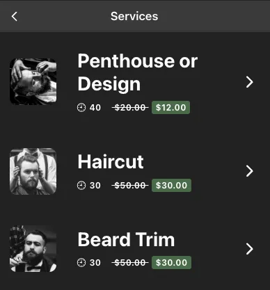 Barbershop services with discount